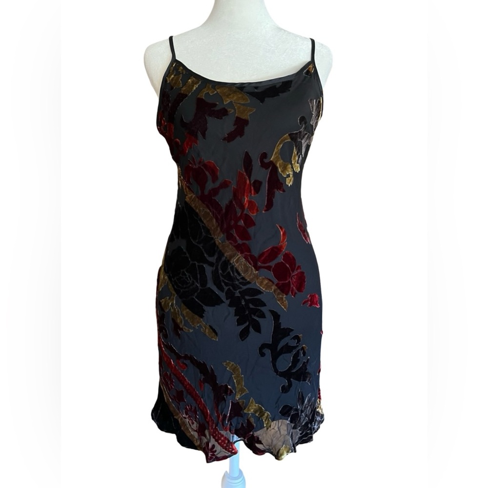 VTG 90s RARE Betsey Johnson Slip Dress USA-Made Velvet Goth Romantic Silk Sz M